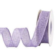 Burlap Wired Edge Ribbon 25mm x 9 Meters, Lt. Purple, Ideal for Crafting, Gift Wrapping, Wreath, Christmas Tree, and Rustic Wedding Decorations