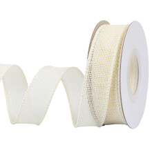Burlap Wired Edge Ribbon 25mm x 9 Meters, Ivory, Ideal for Crafting, Gift Wrapping, Wreath, Christmas Tree, and Rustic Wedding Decorations