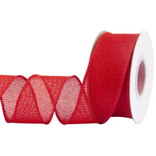 Burlap Wired Edge Ribbon 38mm x 9 Meters, Red, Ideal for Crafting, Gift Wrapping, Wreath, Christmas Tree, and Rustic Wedding Decorations