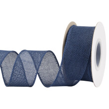 Burlap Wired Edge Ribbon 38mm x 9 Meters, Navy, Ideal for Crafting, Gift Wrapping, Wreath, Christmas Tree, and Rustic Wedding Decorations