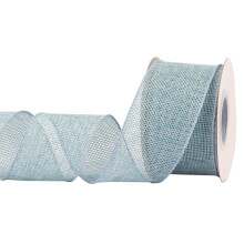 Burlap Wired Edge Ribbon 50mm x 9 Meters, Island Blue, Ideal for Crafting, Gift Wrapping, Wreath, Christmas Tree, and Rustic Wedding Decorations