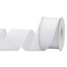 Burlap Wired Edge Ribbon 50mm x 9 Meters, White, Ideal for Crafting, Gift Wrapping, Wreath, Christmas Tree, and Rustic Wedding Decorations