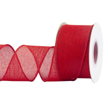 Burlap Wired Edge Ribbon 50mm x 9 Meters, Red, Ideal for Crafting, Gift Wrapping, Wreath, Christmas Tree, and Rustic Wedding Decorations