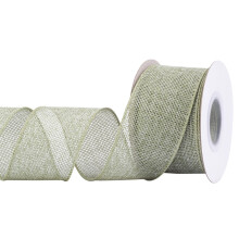 Burlap Wired Edge Ribbon 50mm x 9 Meters, Spring Moss, Ideal for Crafting, Gift Wrapping, Wreath, Christmas Tree, and Rustic Wedding Decorations
