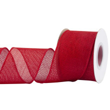 Burlap Wired Edge Ribbon 63mm x 9 Meters, Red, Ideal for Crafting, Gift Wrapping, Wreath, Christmas Tree, and Rustic Wedding Decorations