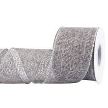 Burlap Wired Edge Ribbon 63mm x 9 Meters, Metal Grey, Ideal for Crafting, Gift Wrapping, Wreath, Christmas Tree, and Rustic Wedding Decorations
