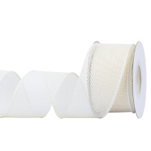 Burlap Wired Edge Ribbon 50mm x 9 Meters, Ivory, Ideal for Crafting, Gift Wrapping, Wreath, Christmas Tree, and Rustic Wedding Decorations