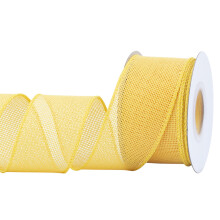 Burlap Wired Edge Ribbon 50mm x 9 Meters, Yellow, Ideal for Crafting, Gift Wrapping, Wreath, Christmas Tree, and Rustic Wedding Decorations