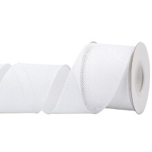 Burlap Wired Edge Ribbon 63mm x 9 Meters, White, Ideal for Crafting, Gift Wrapping, Wreath, Christmas Tree, and Rustic Wedding Decorations