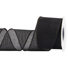 Burlap Wired Edge Ribbon 63mm x 9 Meters, Black, Ideal for Crafting, Gift Wrapping, Wreath, Christmas Tree, and Rustic Wedding Decorations