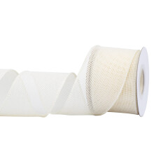 Burlap Wired Edge Ribbon 63mm x 9 Meters, Ivory, Ideal for Crafting, Gift Wrapping, Wreath, Christmas Tree, and Rustic Wedding Decorations