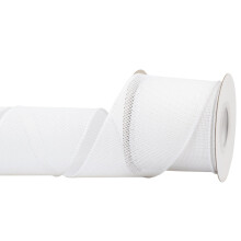 Burlap Wired Edge Ribbon 75mm x 9 Meters, White, Ideal for Crafting, Gift Wrapping, Wreath, Christmas Tree, and Rustic Wedding Decorations