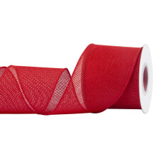 Burlap Wired Edge Ribbon 75mm x 9 Meters, Red, Ideal for Crafting, Gift Wrapping, Wreath, Christmas Tree, and Rustic Wedding Decorations