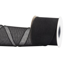 Burlap Wired Edge Ribbon 75mm x 9 Meters, Black, Ideal for Crafting, Gift Wrapping, Wreath, Christmas Tree, and Rustic Wedding Decorations