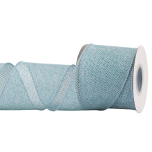 Burlap Wired Edge Ribbon 75mm x 9 Meters, Island Blue, Ideal for Crafting, Gift Wrapping, Wreath, Christmas Tree, and Rustic Wedding Decorations