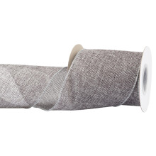 Burlap Wired Edge Ribbon 100mm x 9 Meters, Metal Grey, Ideal for Crafting, Gift Wrapping, Wreath, Christmas Tree, and Rustic Wedding Decorations