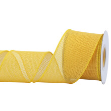 Burlap Wired Edge Ribbon 63mm x 9 Meters, Yellow, Ideal for Crafting, Gift Wrapping, Wreath, Christmas Tree, and Rustic Wedding Decorations