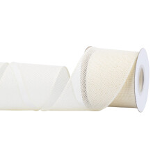 Burlap Wired Edge Ribbon 75mm x 9 Meters, Ivory, Ideal for Crafting, Gift Wrapping, Wreath, Christmas Tree, and Rustic Wedding Decorations