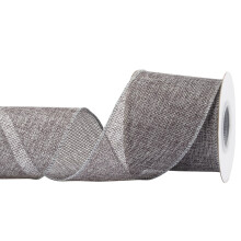 Burlap Wired Edge Ribbon 75mm x 9 Meters, Metal Grey, Ideal for Crafting, Gift Wrapping, Wreath, Christmas Tree, and Rustic Wedding Decorations