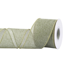 Burlap Wired Edge Ribbon 63mm x 9 Meters, Spring Moss, Ideal for Crafting, Gift Wrapping, Wreath, Christmas Tree, and Rustic Wedding Decorations