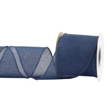 Burlap Wired Edge Ribbon 75mm x 9 Meters, Navy, Ideal for Crafting, Gift Wrapping, Wreath, Christmas Tree, and Rustic Wedding Decorations