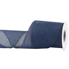 Burlap Wired Edge Ribbon 100mm x 9 Meters, Navy, Ideal for Crafting, Gift Wrapping, Wreath, Christmas Tree, and Rustic Wedding Decorations