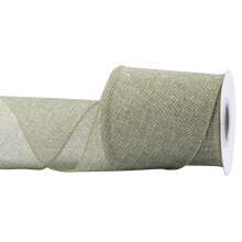 Burlap Wired Edge Ribbon 100mm x 9 Meters, Spring Moss, Ideal for Crafting, Gift Wrapping, Wreath, Christmas Tree, and Rustic Wedding Decorations