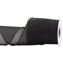 Burlap Wired Edge Ribbon 100mm x 9 Meters, Black, Ideal for Crafting, Gift Wrapping, Wreath, Christmas Tree, and Rustic Wedding Decorations