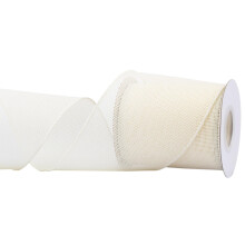 Burlap Wired Edge Ribbon 100mm x 9 Meters, Ivory, Ideal for Crafting, Gift Wrapping, Wreath, Christmas Tree, and Rustic Wedding Decorations