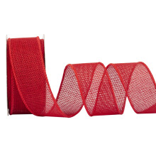 Red Burlap Ribbon - 38mm x 9M | Faux Jute Wired Ribbon for Wreaths, Christmas Decorations, Rustic Weddings, and Large Bow