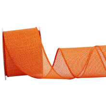Orange Burlap Ribbon - 64mm x 9M | Faux Jute Wired Ribbon for Wreaths, Christmas Decorations, Rustic Weddings, and Large Bow