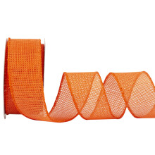 Orange Burlap Ribbon - 38mm x 9M | Faux Jute Wired Ribbon for Wreaths, Christmas Decorations, Rustic Weddings, and Large Bow