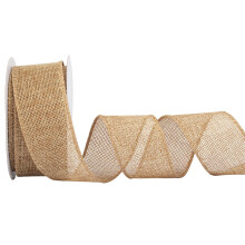 Old Gold Burlap Ribbon - 38mm x 9M | Faux Jute Wired Ribbon for Wreaths, Christmas Decorations, Rustic Weddings, and Large Bow