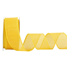 Yellow Burlap Ribbon - 38mm x 9M | Faux Jute Wired Ribbon for Wreaths, Christmas Decorations, Rustic Weddings, and Large Bow
