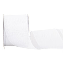 White Burlap Ribbon - 64mm x 9M | Faux Jute Wired Ribbon for Wreaths, Christmas Decorations, Rustic Weddings, and Large Bow