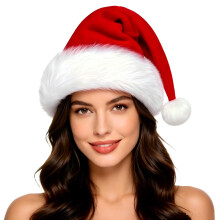 Adults/Kids/Baby Christmas Hat Unisex Santa Hats Red Velvet Xmas Hat