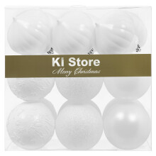 KI Store White Christmas Baubles 80mm Plastic Hanging Ornaments 18pcs Shatterproof Balls for Xmas Tree Decorations