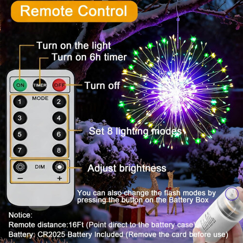 Joycome Firework Lights 2 Pack 198 LED Starburst Lights Battery Operated 2