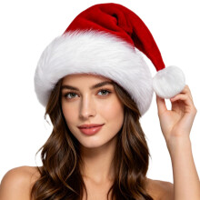 Christmas Hat, Santa Hat Unisex Thicken Xmas Hat for Adult/Kids/Baby