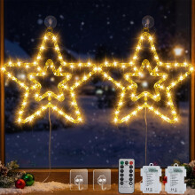 Star Christmas Window Lights Battery Operated, 33CM, 2 Pack, Warm
