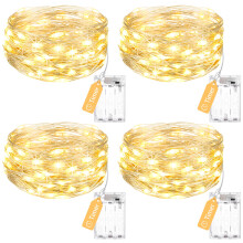 Kolpop Fairy Lights Battery Operated with Timer,4 Pack 5m 50LED Warm White