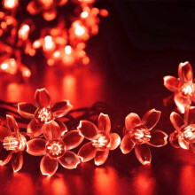 KINGCOO Solar Flower String Lights Outdoor, Waterproof 21FT 50LED Peach Cherry Blossom Solar Fairy String Lights 8modes for Gardens Indoor Home
