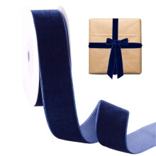 Navy Blue Velvet Ribbon,Blue Christmas Decorations Dark Bows Wide Thick Double Sided Vintage Belvet Ribbons Satin,for Christmas Tree Bow Craft Gift