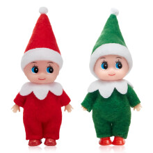 Mienocol 2pcs Christmas Elf Baby Twins Little Christmas Elves Christmas Tradition Mini Elf Baby Doll Christmas Accessory Tiny Elf Dolls for