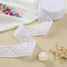 DAHI 10m White Lace Ribbon 4.5cm Width Cotton Crochet Lace Trim Decor