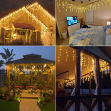 Solar Icicle Lights, Warm White LED Icicle Lights for Outdoor Christmas Decorations