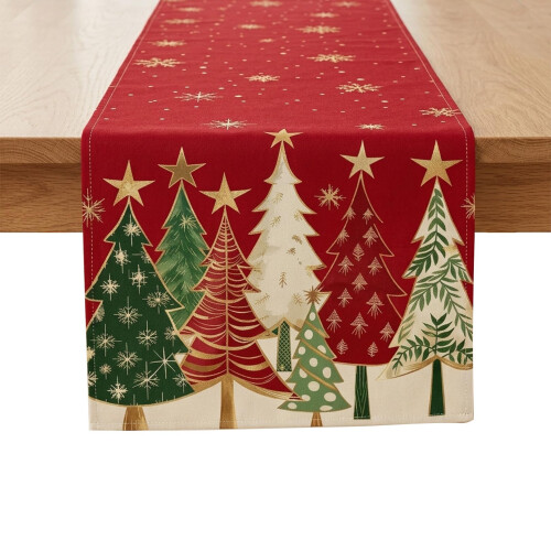 Christmas Table Runner,Red 30x180cm Xmas Tree Table Runner Decorations