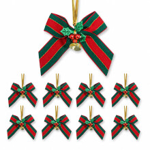 10 Pack Christmas Tree Bows,Ribbon Bow Decorations for Gifts & Wreaths