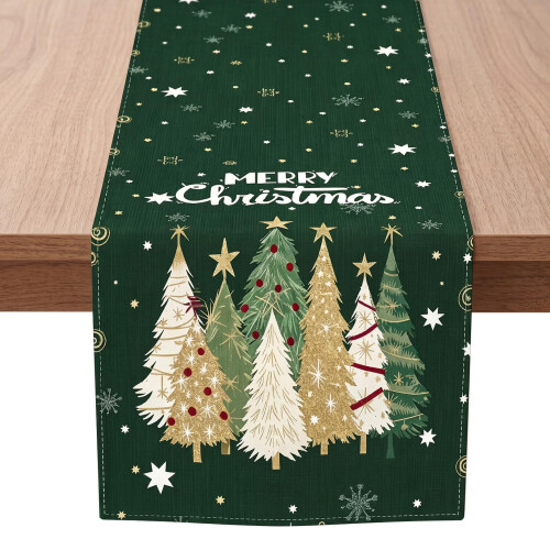 Christmas Table Runner,Green 30x180cm Xmas Tree Table Runner Decorations