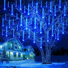 Ehomfory Outdoor Christmas Lights 10 Tubes 360 LED Meteor Shower Lights Waterproof Energy Saving Safe Christmas Lights Outdoor Christmas Decorations